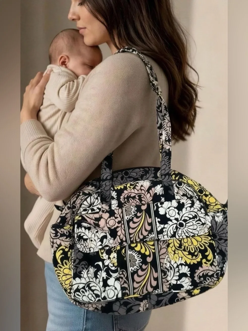 Vera Bradley Insulated/Lined Baby/Travel Large Tote Bag in Baroque, Spacious GUC